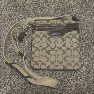 Coach Brown and Tan Signature Shoulder Bag